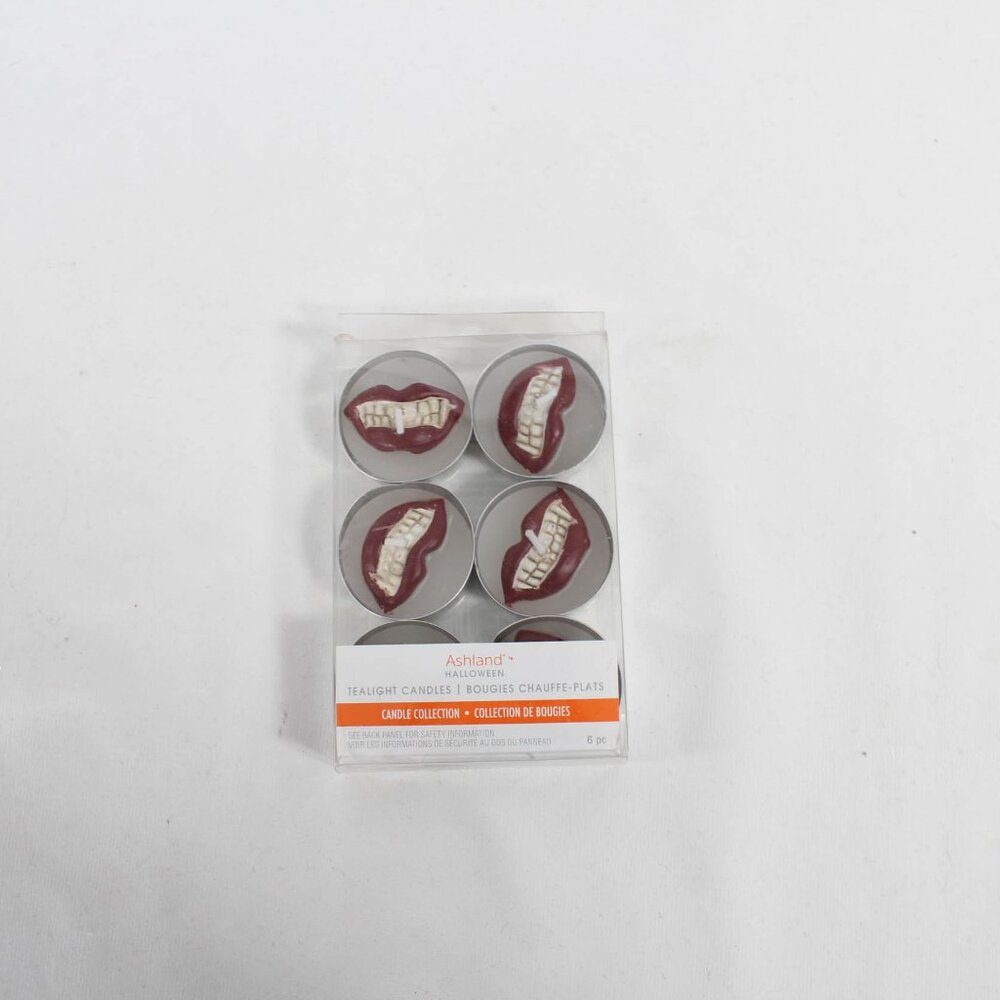 Gothic Vampire Teeth Tealight Candle 6 Pack  New in Box Goth Home Decor